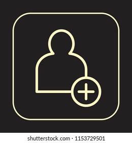 Avatar Icon. User Profile Picture. Add new Friend concept. Editable stroke flat icons. Simple thin line art logo. Web app button. Vector illustration. 