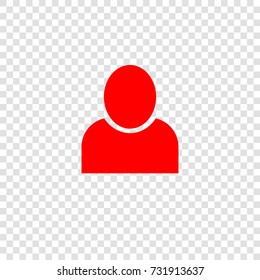 Avatar icon. Vector. Red flat icon on transparent background.