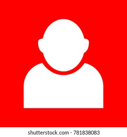 Avatar icon. Vector. White icon on red background. Isolate.