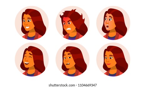 Avatar Icon Woman Vector. Comic Emotions. Flat Handsome Manager. Cartoon Character Illustration