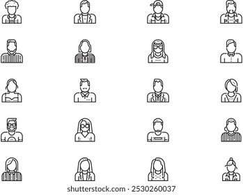 Avatar icons collection is a vector illustration with editable stroke.