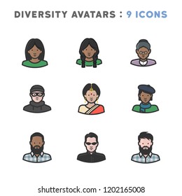 Avatar icons of different races, nationalities, and cultures