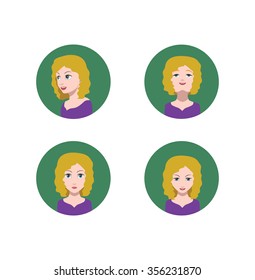 Avatar Icons With eyes nose and mouth Left,Up,Front,Right Down view