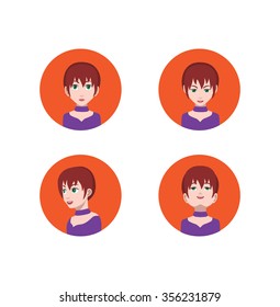 Avatar Icons With eyes nose and mouth Left,Up,Front,Right Down view