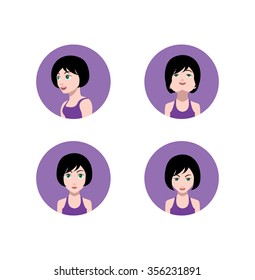 Avatar Icons With eyes nose and mouth Left,Up,Front,Right Down view