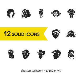 Iconos de Avatar con la gorra de niño, elementos de chica hipster y mujer. Conjunto de iconos de avatar y concepto de gerente. Elementos vectoriales editables para el diseño de la interfaz de usuario de la aplicación del logotipo.