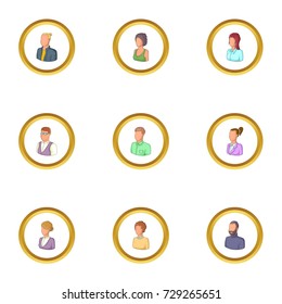 Avatar icons set. cartoon style set of 9 avatar vector icons for web design