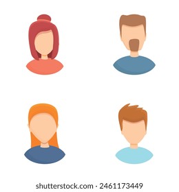 Avatar icons set cartoon vector. Different male and female profile. Anonymous, faceless character