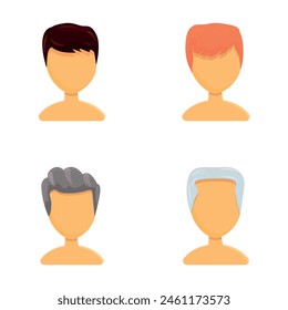 Avatar icons set cartoon vector. Different male and female profile. Anonymous, faceless character
