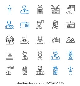 avatar icons set. Collection of avatar with woman, pilot, man, stewardess, add user, id card, user, businessman, biography, employee, remove user. Editable and scalable avatar icons.