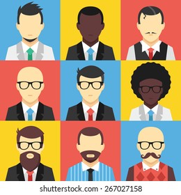 Avatar icons set. Flat design vector illustration.