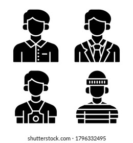 Avatar Icons Set = man, business man, cameraman, criminal. Perfect for website mobile app, presentation, illustration and any other projects.
