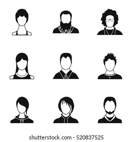 Avatar icons set. Simple illustration of 9 avatar vector icons for web