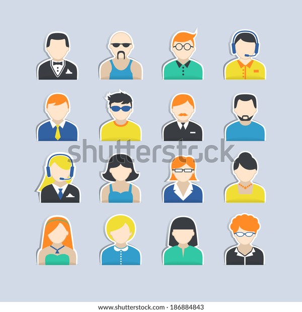 Avatar Icons Stickers Users Profile Portrait: เวกเตอร์สต็อก (ปลอดค่า ...