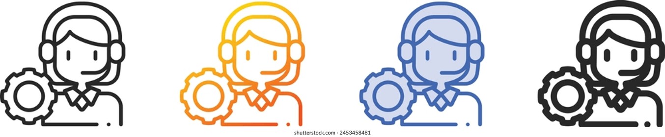 avatar icon.Thin Linear, Gradient, Blue Stroke and bold Style Design Isolated On White Background