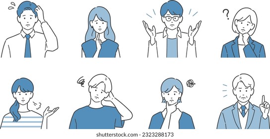 Avatar illustration of asian people with negative emotion