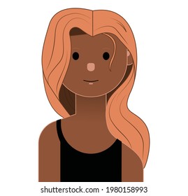 Avatar illustration of girl to use in profile. vector art. blond hair black girl illustration