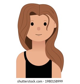 Avatar illustration of girl to use in profile. vector art. brunette girl vector art