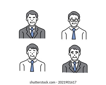 Avatar illustration of president, manager, boss.Business person, senior generation, 50s and 60s.