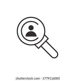 avatar inside lupe line style icon design, Tool search and magnifying glass theme Vector illustration