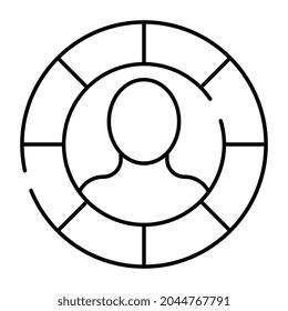 Avatar inside pie chart, icon of business analyst