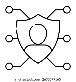 Avatar inside shield, icon of user security
