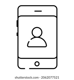 Avatar dentro del smartphone, icono del perfil móvil