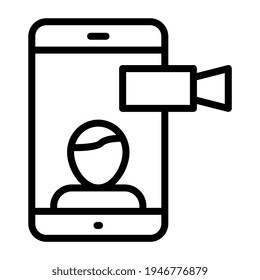 Avatar dentro del smartphone, icono de videollamada móvil