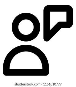 
An avatar inside speech bubble conveying information or expressing feelings in speech 
