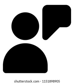 
An avatar inside speech bubble conveying information or expressing feelings in speech 
