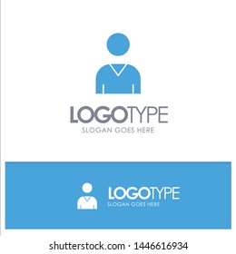 Avatar, Interface, User Blue Solid Logo with place for tagline