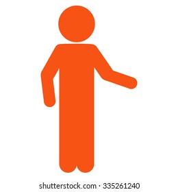 Avatar Invitation vector icon. Style is flat symbol, orange color, rounded angles, white background.