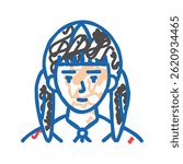 avatar japanese school girl doodle icon sketch vector. avatar japanese school girl sign. isolated symbol illustration