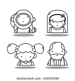 avatar kawaii astronaut with businessman and women