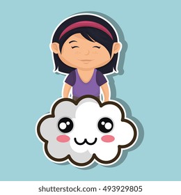 avatar kid with kawaii cartoon cloud 