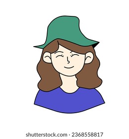  Avatar of a laughing young woman. Portrait. Vector Illustration