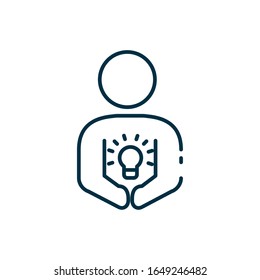 Avatar with light bulb line style icon design, Eduaction class lesson knowledge preschooler study learning classroom and primary theme Vector illustration
