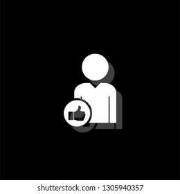 Avatar like. White flat simple icon with shadow
