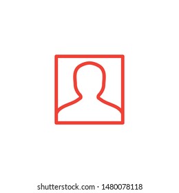 Avatar Line Red Icon On White Background. Red Flat Style Vector Illustration.