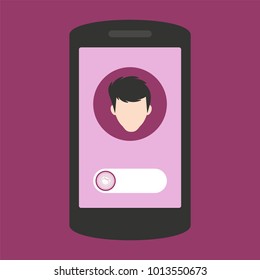 Avatar with lock button onion on smartphone screen. Modern flat design elements for web sites, web banners, etc. Vector illustration