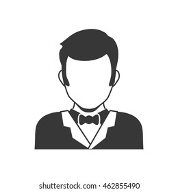 Avatar Male Concept Represented By Man Head And Torso Silhouette Icon. Isolated And Flat Illustration