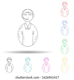 avatar male employee call center multi color style icon. Simple thin line, outline vector of avatars icons for ui and ux, website or mobile application