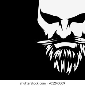 Avatar male face icon, black background, beard, mustache and sharp nose, attitude, arrogance, vector illustration