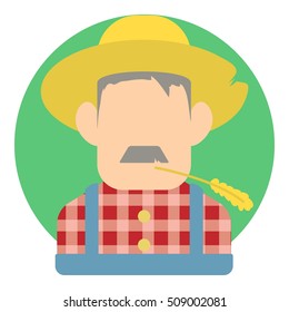 Avatar male farmer icon. Flat illustration of avatar male farmer vector icon for web