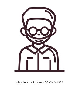 avatar male man portrait cartoon character vector illustration line style icon