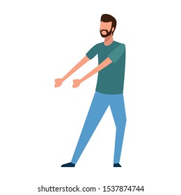 avatar man with beard icon over white background, vector illustration