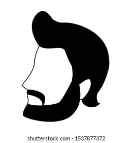avatar man with beard icon over white background, flat design. vector illustration