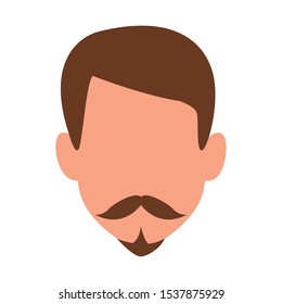avatar man with beard and mustache icon over white background, vector illustration