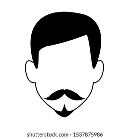 avatar man with beard and mustache icon over white background, vector illustration