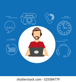 avatar man bearded contact us information service vector illustration eps 10